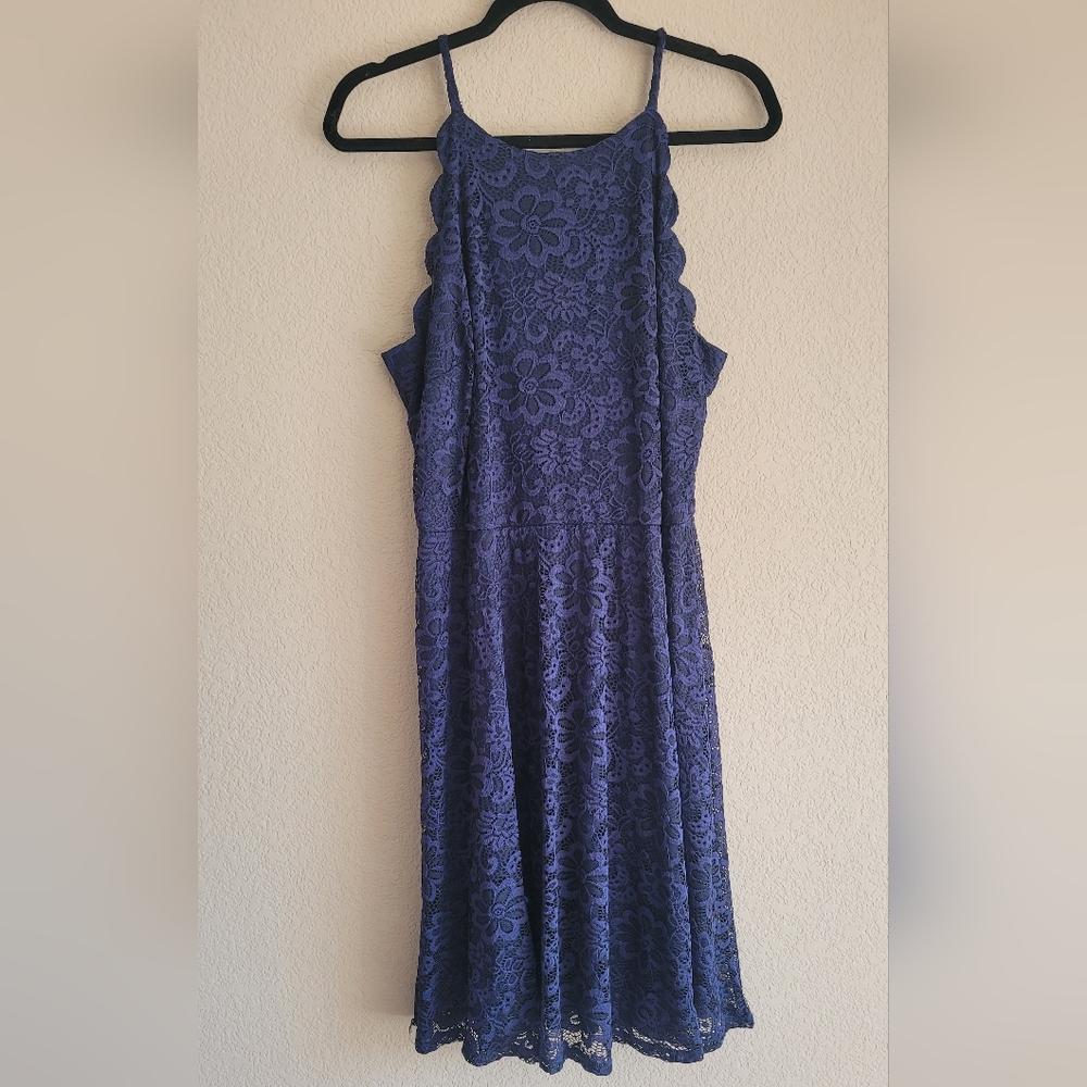 Elegant Blue Lace Dress 1X